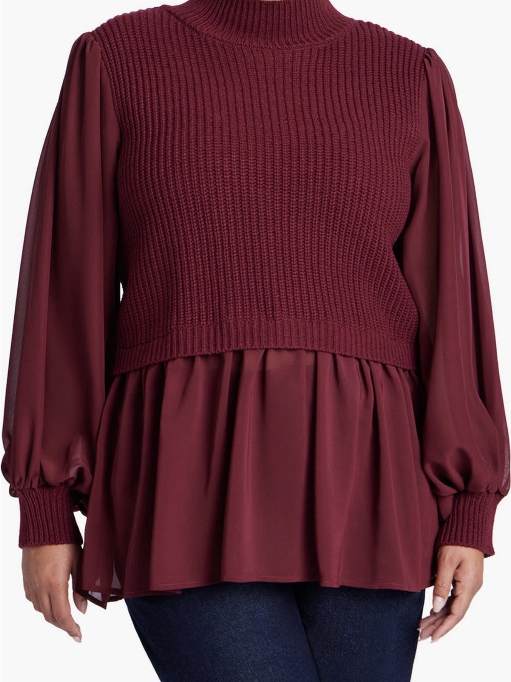 ELOQUII - New- Came Without a Tag-
Twofer Sweater With Chiffon